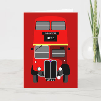 Cartão Personalize Red London Double Decker Bus Birthday