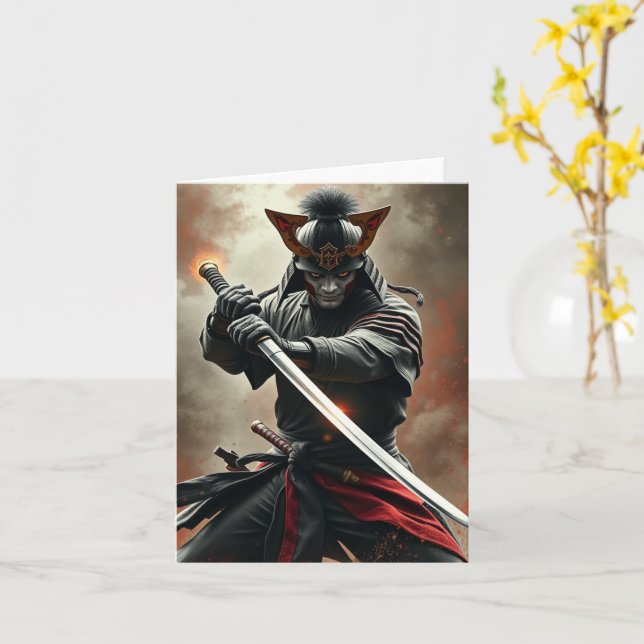 Cartão PERSONALIZE Samurai Guerreiro  (Flor Amarela)