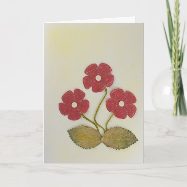 Cartão Personalize três flores vermelhas de aniversário (Frente)