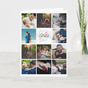 Cartão Personalized 11 Photo Collage Father's Day Card