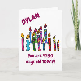 Cartão Personalized 12 year old Birthday Candles Card