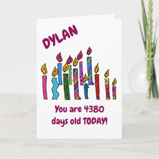 Cartão Personalized 12 year old Birthday Candles Card