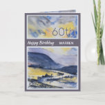 Cartão Personalized 60th Mountain Scenic Birthday Card<br><div class="desc">Mountain scene 60th Birthday Greetings Card. Fully customizable Name and Age.  Everyone loves this personal touch!</div>