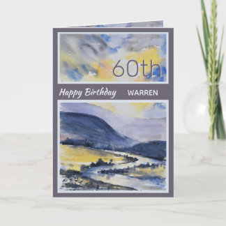 Cartão Personalized 60th Mountain Scenic Birthday Card