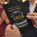 Cartão Personalized 70th Birthday Born 1951 Vintage Black<br><div class="desc">A personalized classic birthday card for that birthday celebration for somebody born in 1951 and turning 70. Add the name to this vintage retro style black, white and gold design for a custom 70th birthday gift. Easily edit the name and year with the template provided. A wonderful custom black birthday...</div>