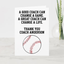 Cartão Personalized Baseball Coach From Team Players