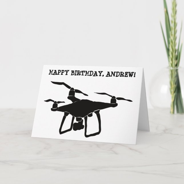 Cartão Personalized Black and White Drone (Frente)