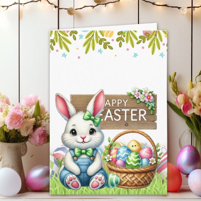 Cartão Personalized Bunny-Themed Easter Card  (Criador carregado)