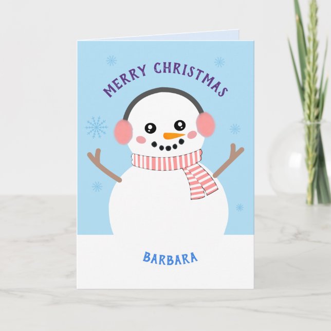 Cartão Personalized Christmas Snow Woman Card (Frente)
