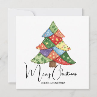 Cartão Personalized Christmas tree patchwork prints