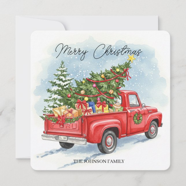 Cartão Personalized Christmas truck greeting card  (Frente)