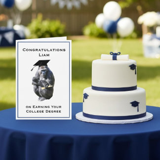 Cartão Personalized Congratulations Degree Funny Gorilla