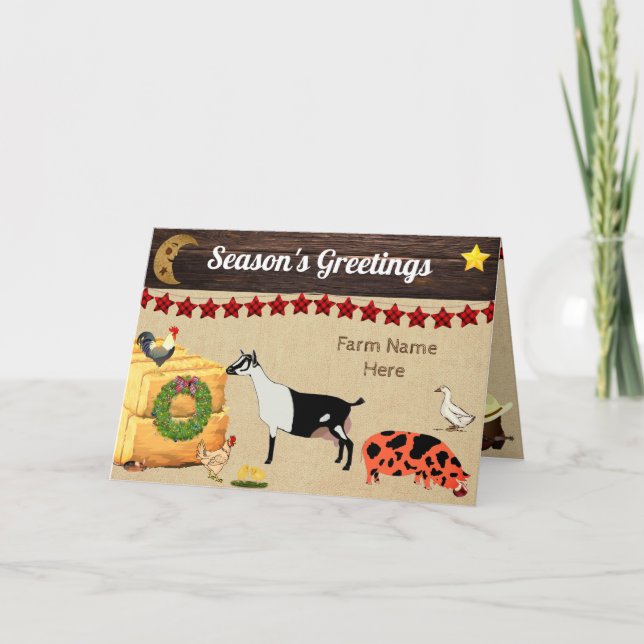 Cartão Personalized - Country Christmas Alpine Goat (Frente)