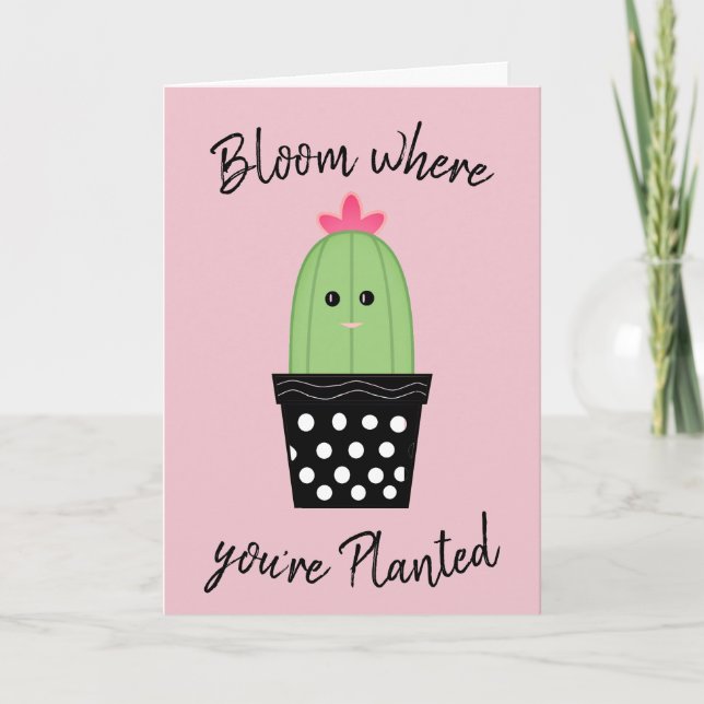 Cartão Personalized Cute Cactus Greeting Card (Frente)
