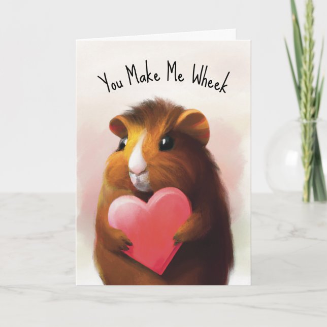 Cartão Personalized Cute Guinea Pig Valentine’s Day (Frente)