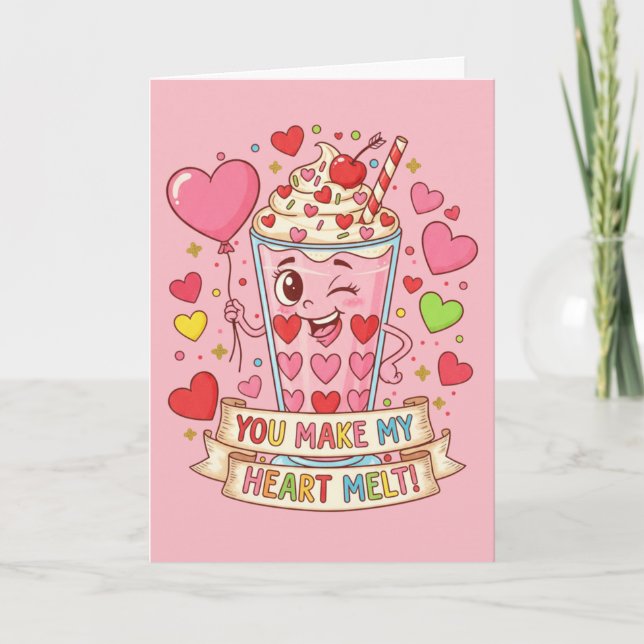 Cartão Personalized Cute Love Milkshake Valentine (Frente)