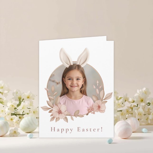 Cartão Personalized Easter Bunny Photo Greeting Card (Criador carregado)