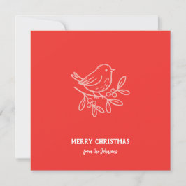Cartão Personalized Family Name Merry Christmas Robin