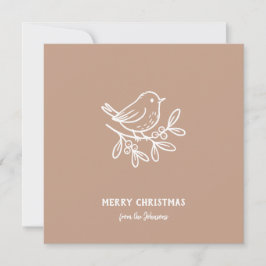 Cartão Personalized Family Name Merry Christmas Robin