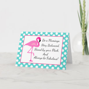 Cartão Personalized Flamingo and Polka Dot Greeting Card