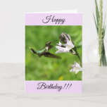 Cartão Personalized Happy Birthday Hummingbird Card<br><div class="desc">Personalized Happy Birthday Ruby Throated Hummingbird Greeting Card</div>