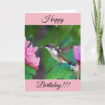 Cartão Personalized Happy Birthday Hummingbird Card<br><div class="desc">Personalized Happy Birthday Ruby Throated Hummingbird Greeting Card</div>