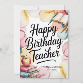 Cartão Personalized Happy Birthday Teacher
