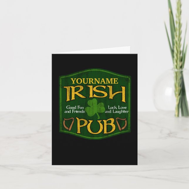 Cartão Personalized Irish Pub Sign (Frente)
