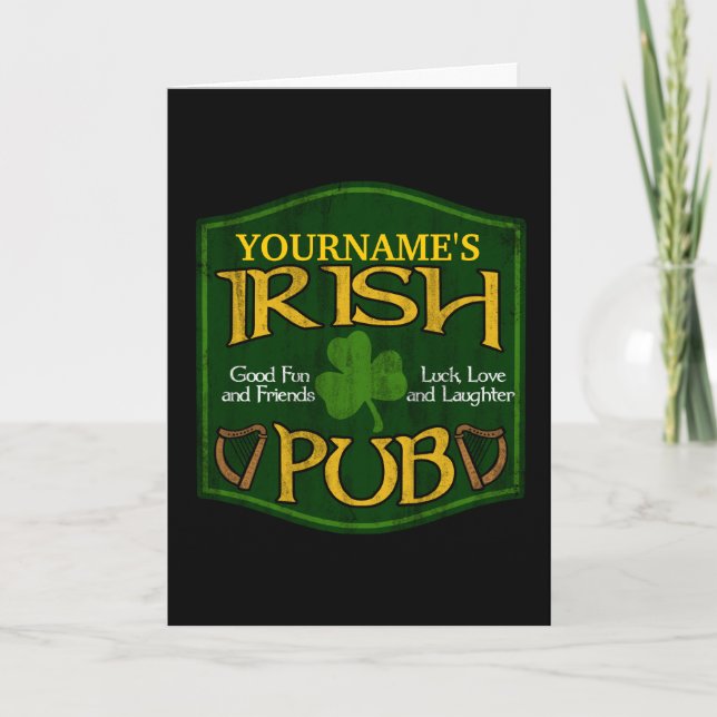 Cartão Personalized Irish Pub Sign (Frente)