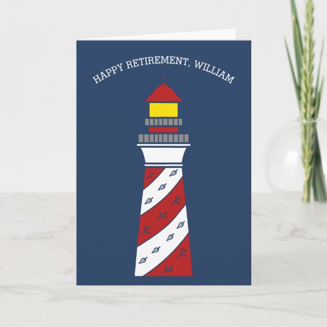 Cartão Personalized Lighthouse Nautical Custom Retirement (Frente)
