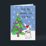 Cartão Personalized Merry Christmas Snow Bunny<br><div class="desc">Personalized Merry Christmas hand drawn and cartoon snow bunny with Christmas lights.</div>