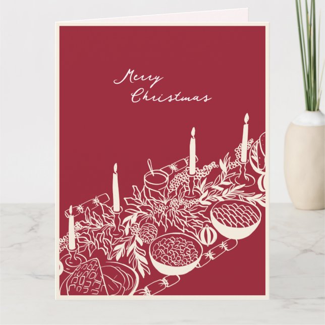Cartão Personalized Merry Christmas Table Minimal Design  (Frente)