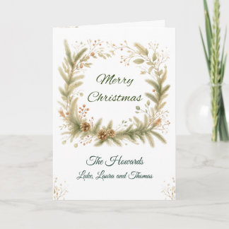 Cartão Personalized Merry Christmas Wreath Card