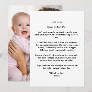 Cartão Personalized Message Photo Mother’s Day Card