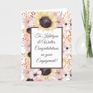 Cartão Personalized Message Sunflower Engagement Card