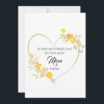 Cartão Personalized Mom Name Mother’s Day Floral Heart<br><div class="desc">A soft floral heart design made to celebrate Mom in a meaningful way. Personalize the name to create a thoughtful and unique gift she will truly cherish. If you prefer a clean look, the name can be left blank. Perfect for Mother’s Day, this elegant and minimal style fits beautifully across...</div>