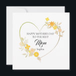 Cartão Personalized Mom Name Mother’s Day Floral Heart<br><div class="desc">A soft floral heart design made to celebrate Mom in a meaningful way. Personalize the name to create a thoughtful and unique gift she will truly cherish. If you prefer a clean look, the name can be left blank. Perfect for Mother’s Day, this elegant and minimal style fits beautifully across...</div>
