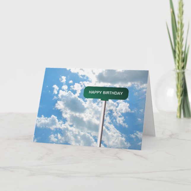 Cartão Personalized Name Road Street Sign on Blue Sky (Frente)