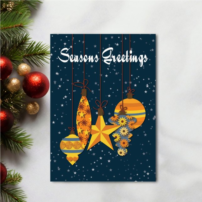 Cartão Personalized Orange Ornaments Greeting Card (Personalize your holiday wishes, by adding a custom message.)