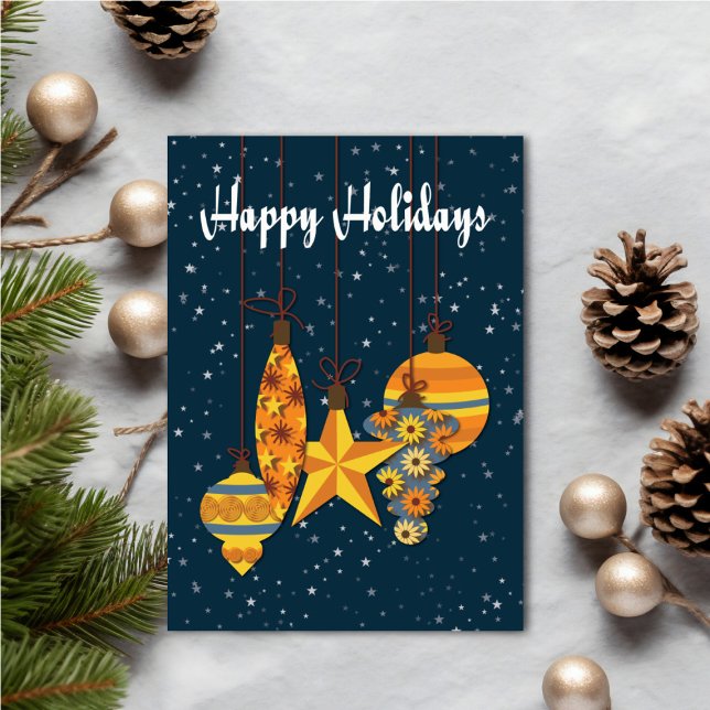 Cartão Personalized Orange Ornaments Holiday Card (Criador carregado)