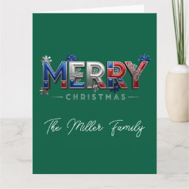 Cartão Personalized Patriotic Family Christmas