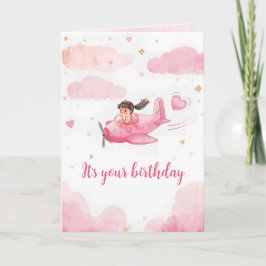 Cartão Personalized Pink Airplane Birthday Card
