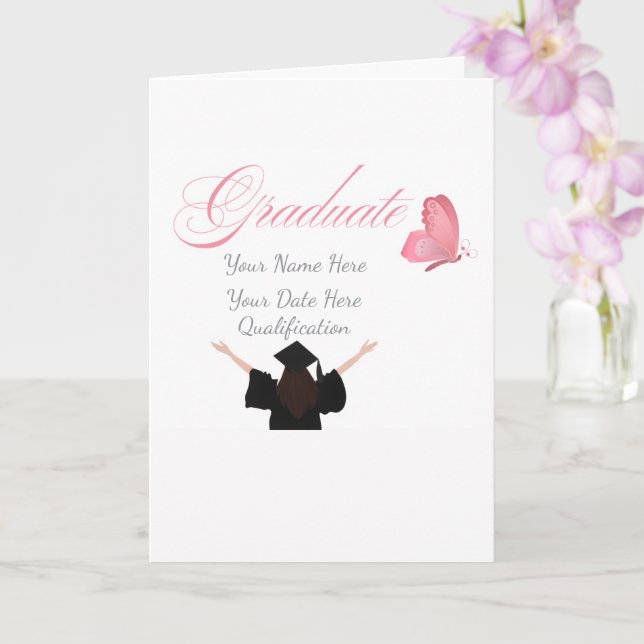 Cartão Personalized Pink Graduate Gift, Custom Name  (Orquídea)