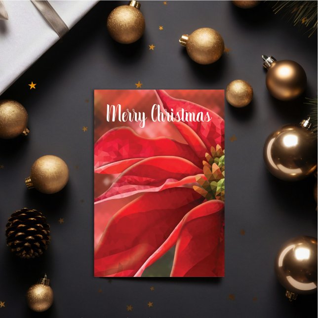 Cartão Personalized Red Poinsettia Christmas (Personalize your holiday wishes, by adding a custom message.
)