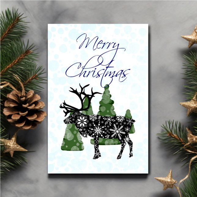 Cartão Personalized Reindeer Christmas (Personalize your holiday wishes, by adding a custom message.)