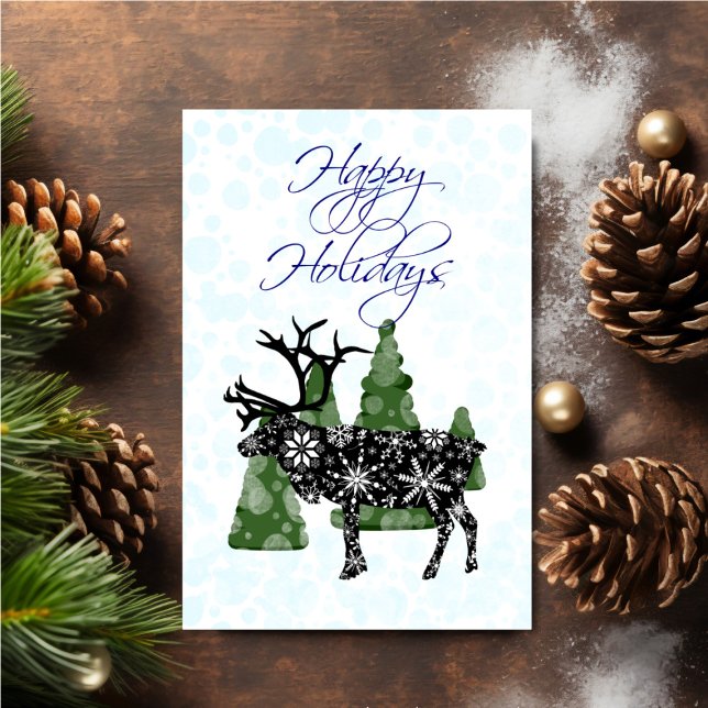 Cartão Personalized Reindeer Holiday (Personalize your holiday wishes, by adding a custom message.)