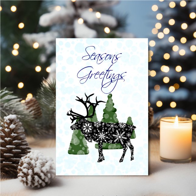 Cartão Personalized Reindeer Seasons Greetings (Personalize your holiday wishes, by adding a custom message.)