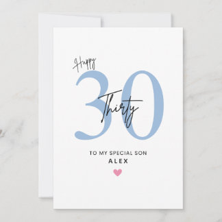 Cartão Personalized Simple 30th Birthday Card Son