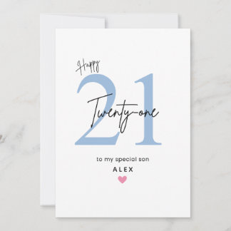 Cartão Personalized Simple Son 21st Birthday Card