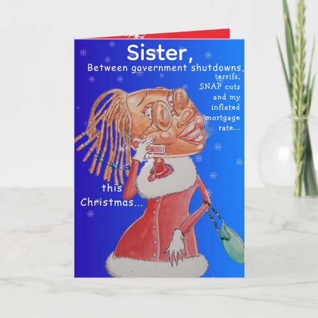Cartão Personalized Sisters Christmas Economics Greeting (Frente)